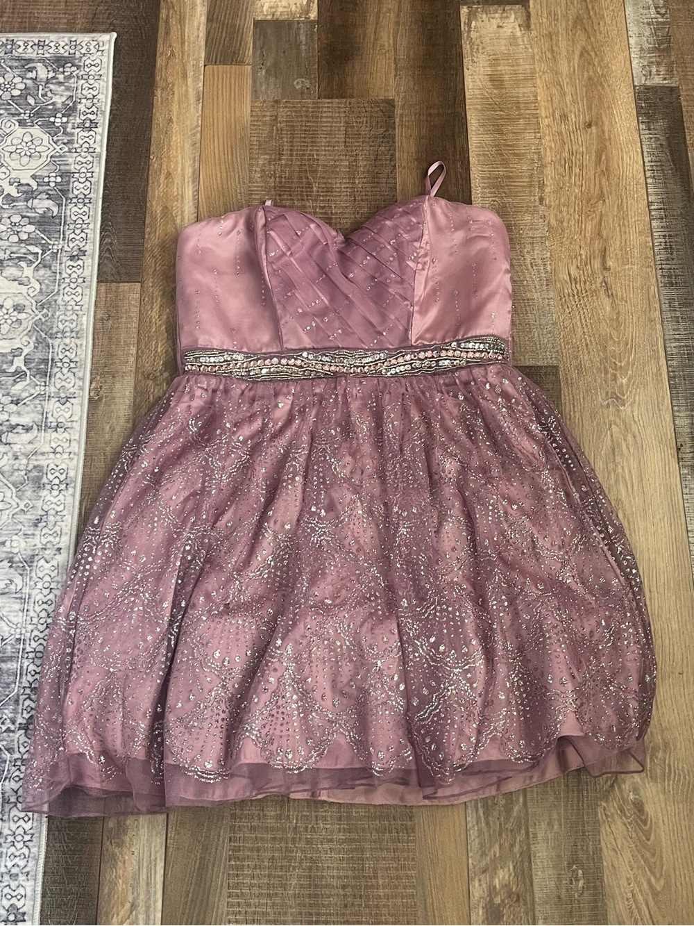 Trixxi Mauve Sparkle Strapless Prom Dress